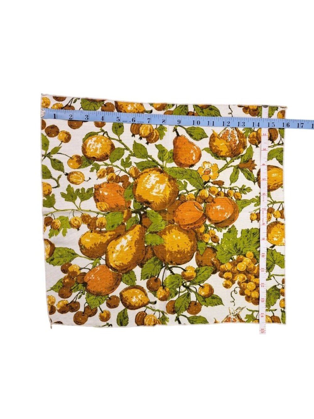 Vintage Fruit Print Cloth Napkins Set Of 4 Orange Green 1970s 16"x14.5" Pears - Picture 6 of 7
